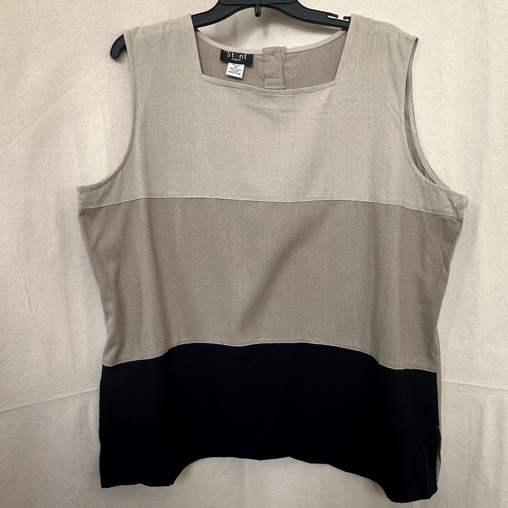 Stunt Woman Handloomed 100% Washable Silk Colorblock Tank Top 2X Lagenlook Vtg